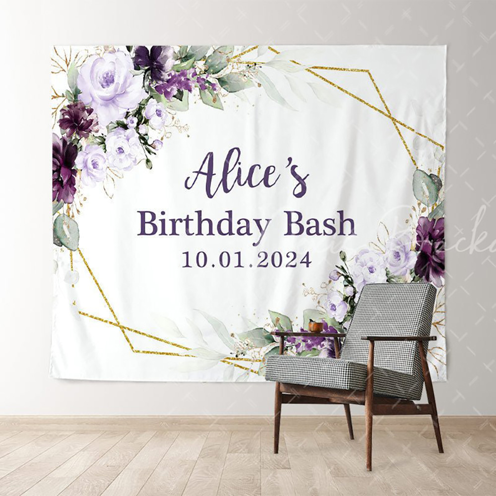 Photography Lighting Name - Light Purple Floral White Custom Name
