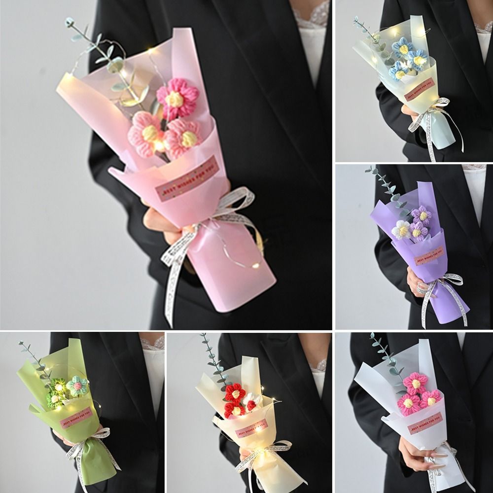 Photography Artificial Lighting - Knitted Crochet Flowers Bouquet LED Lights