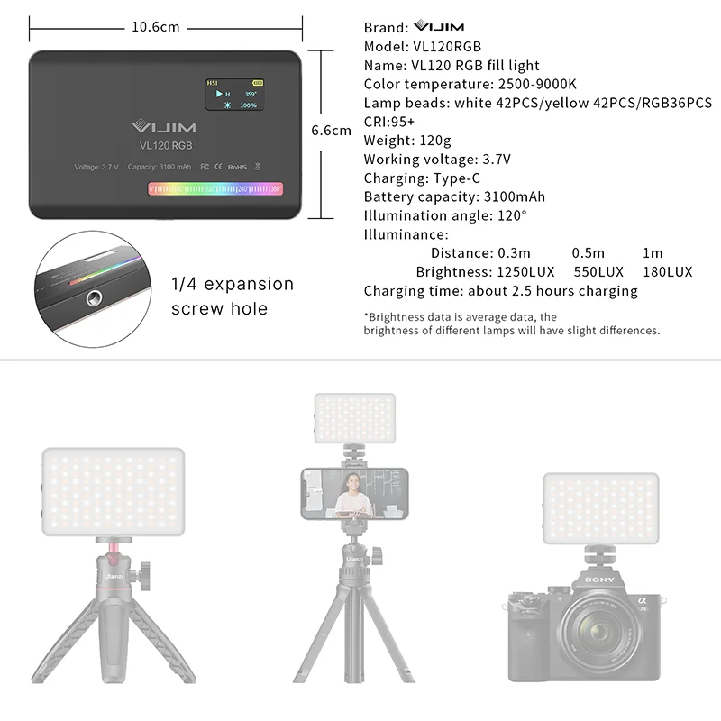 2026 New120 RGB Pocket Fill Li - Photography Of Lighting ulasan dan harga