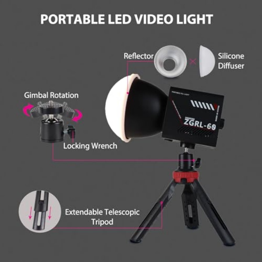 60W COB LED Video Light Handhe - Photography Lighting Spotlight ulasan dan harga