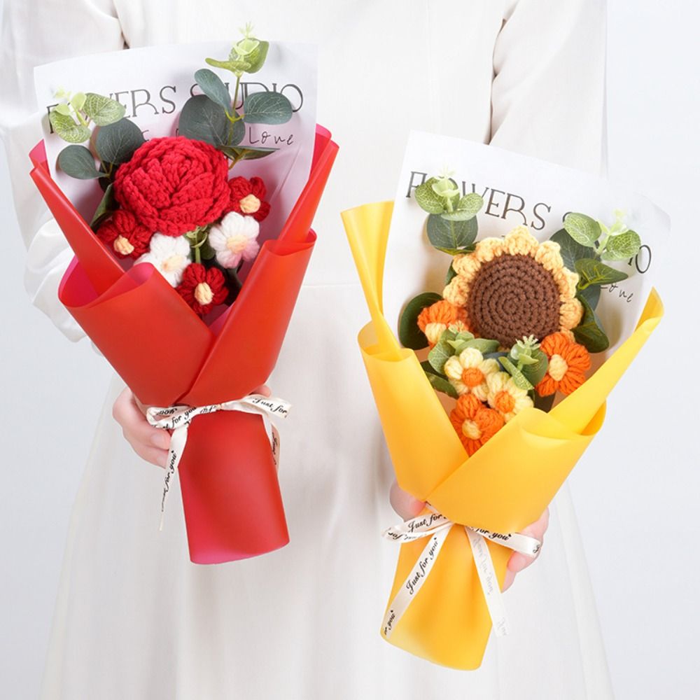 Knitted Crochet Flowers Bouque - Photography Artificial Lighting ulasan dan harga