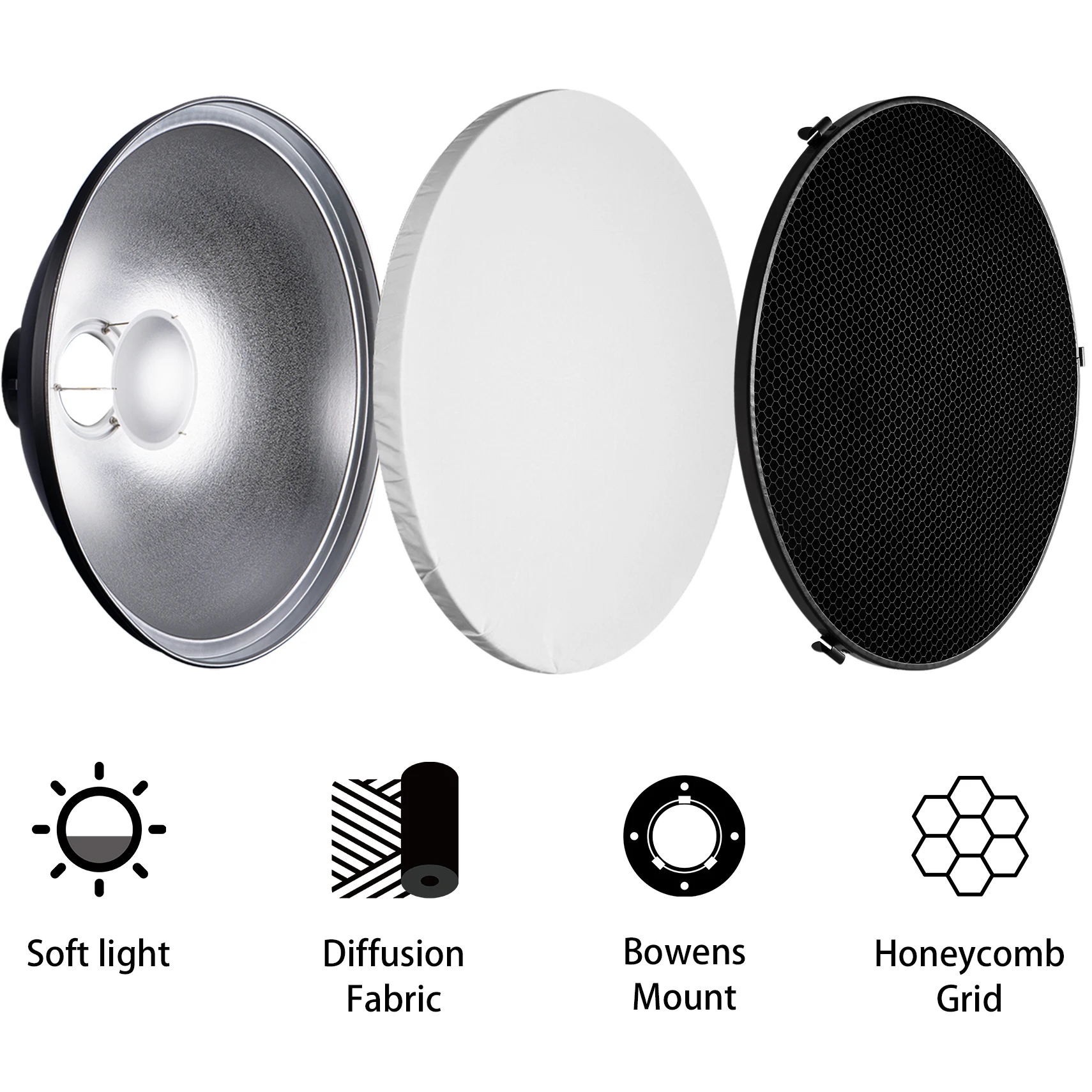 Selens 55cm Silver/White Inter - Photography Lighting Beauty Dish ulasan dan harga